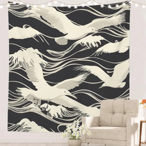 Vista 52 de Batmerry Abstract Repeat Polyester Tapestry, Tiled Directional Lightweight Wall Hanging High-Definition Print Backdrop For Dorm Room Bedroom Living