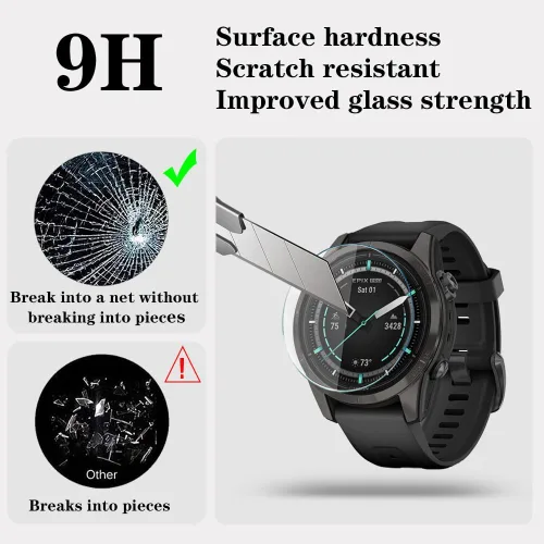 Vista 2 de Protector de pantalla de reloj compatible con Garmin Epix Pro de 1.654 pulgadas/Fenix 7S, película de vidrio templado antiarañazos de alta