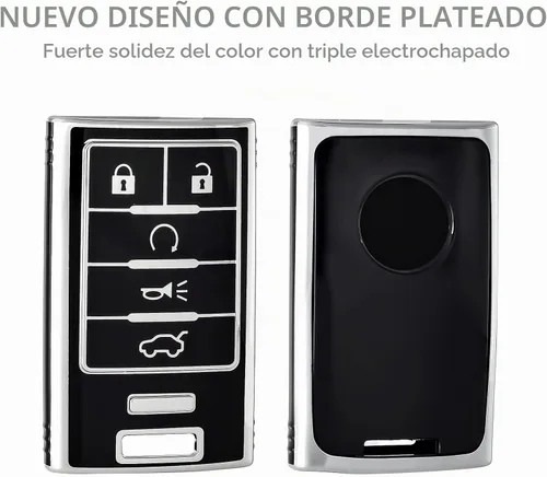 Vista 4 de OFFCURVE Funda para llavero para Cadillac, Protector de funda para llave de coche de TPU suave para Cadillac SRX ATS ELR XTS 2010 2011 2012 2013