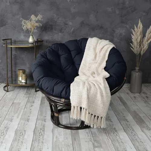 Vista 8 de Sorra Home - Cojín con mechones Papasan - Cojín redondo cómodo para silla Bucket & Moon - Cojín de piso con espuma suave para muebles