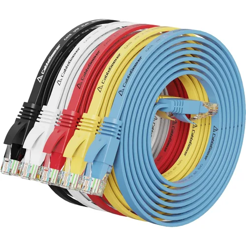 Vista 11 de Cable Ethernet Cat 6 de 1 pie (paquete de 5) (a un precio Cat5e pero mayor ancho de banda) Cable de red de Internet Cat6 plano – Cables de conexión
