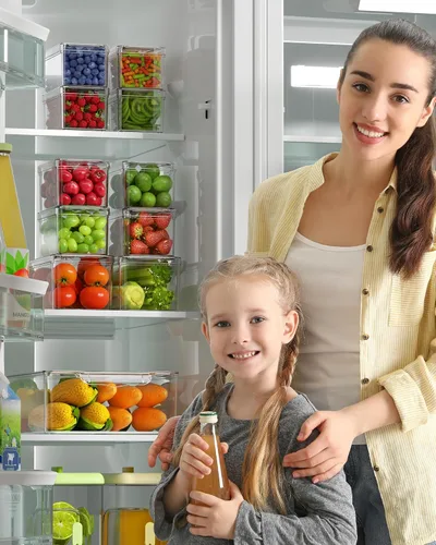 Vista 7 de KEMETHY - Paquete de 11 organizadores y almacenamiento para refrigerador, contenedores organizadores apilables para refrigerador, contenedores
