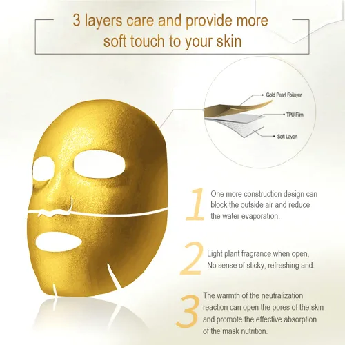 Vista 3 de MOND'SUB Mascarilla reafirmante facial de oro de 24 quilates (6 piezas) – Mascarilla facial antienvejecimiento, iluminadora, hidratante, hidratante