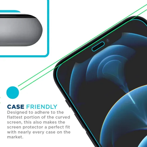 Vista 4 de Tech Armor Protector de pantalla de vidrio balístico diseñado para Apple iPhone 12 Pro Max de 6.7 pulgadas, paquete de 3 unidades de vidrio templado