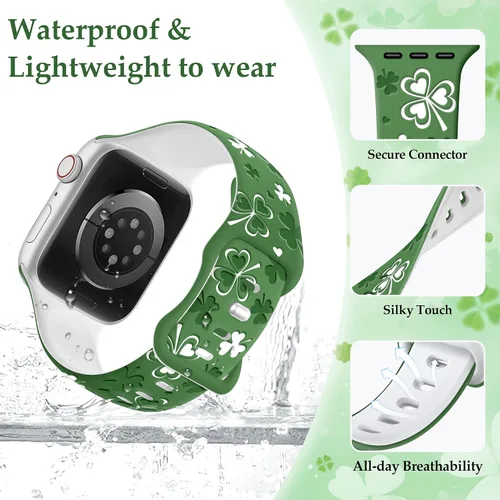 Vista 2 de Clovers Lucky Gifts - Correas de reloj compatibles con Apple Watch para mujer de 1.654 pulgadas (1.654 pulgadas), 1.614 pulgadas, 1.575 pulgadas