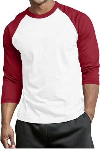 Vista 7 de Men's Raglan Long Sleeve Tee Shirts Color Block Crew Neck T Shirt Lightweight Soft Casual Basic Tshirts Running Tops