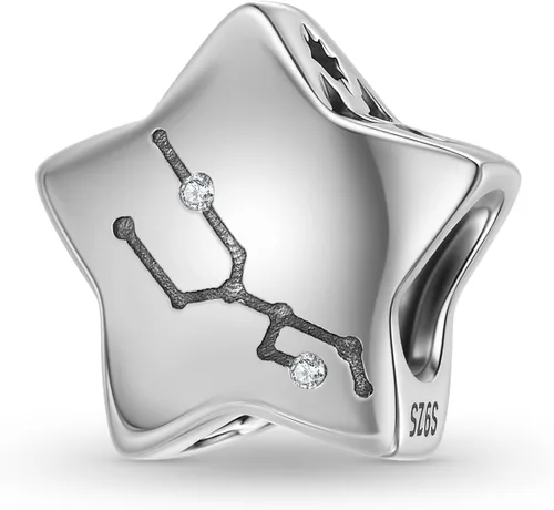 Vista 17 de Abalorio de constelación de plata de ley 925 con piedra natal para pulsera Pandora, regalo para aniversario, cumpleaños, Navidad Acuario A