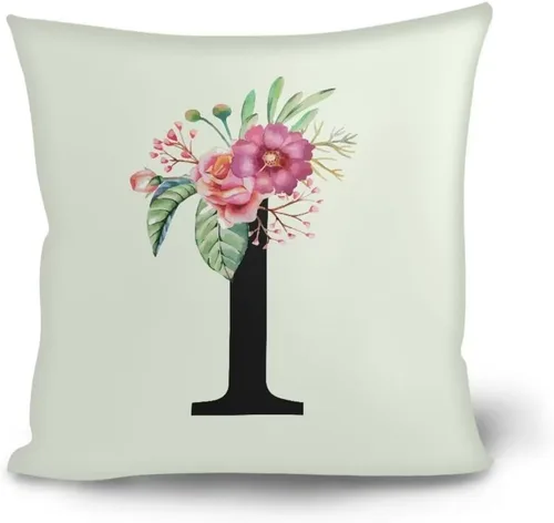 Vista 12 de Fundas de almohada decorativas del alfabeto, fundas de almohada con estampado floral de la letra B, fundas de almohada cuadradas suaves, fundas