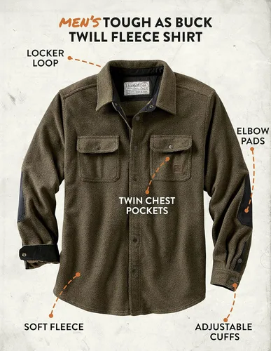 Vista 3 de Legendary Whitetails Camisa de vellón Tough as Buck Twill para hombre