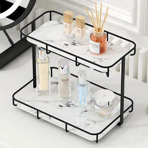 Vista 7 de Dobbyby Bandeja de Tocador Organizador de Maquillaje Almacenamiento de Cosméticos Organizador de Cuidado de la Piel para Baño Estante de Exhibición