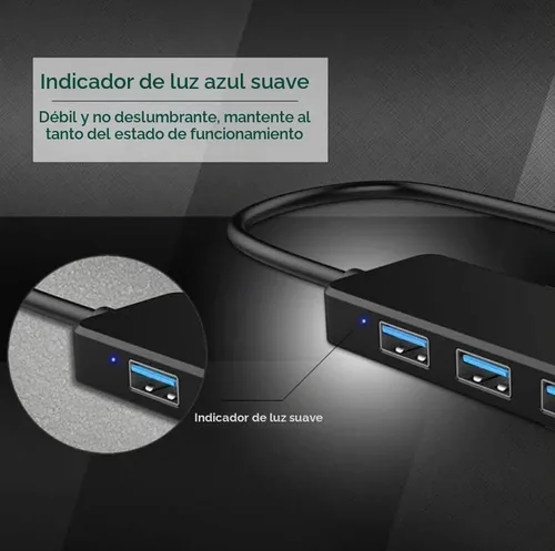 Vista 4 de Hub USB, divisor USB, extensor USB de 4 puertos, adaptador USB multipuerto, concentrador USB 3.0, concentrador USB de 4 puertos USB Splitter USB