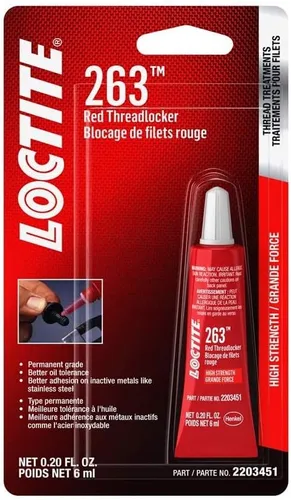 Vista 5 de Loctite 263 Fijador de roscas automotriz rojo – Fijación de roscas de alta resistencia, aplicaciones de uso general, tolerante al aceite