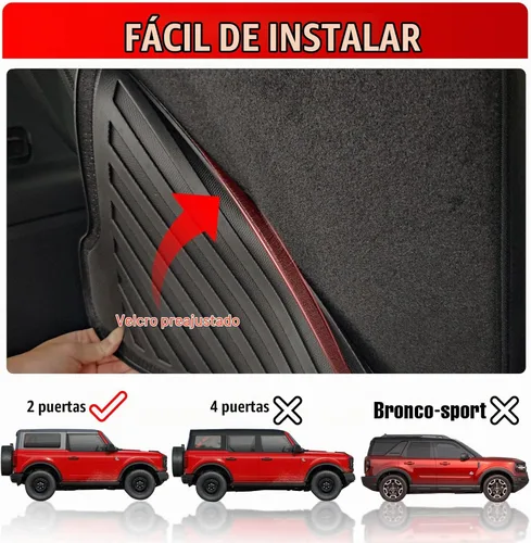 Vista 3 de Mabett - Alfombrilla para respaldo de asiento trasero para Ford Bronco 2021-2026 de 2 puertas Negro (versión de 2 puertas)