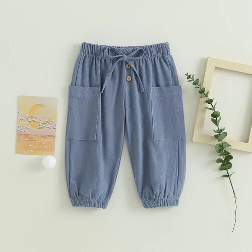 Vista 2 de Pantalones deportivos de algodón para bebé, niño y niña, pantalones de harén hippie, pantalones de carga para bebés, pantalones largos de otoño