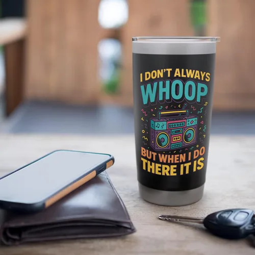 Vista 7 de Vaso aislado de acero inoxidable con texto en inglés "I Don't Always Whoop But When I Do Funny Retro Boombox