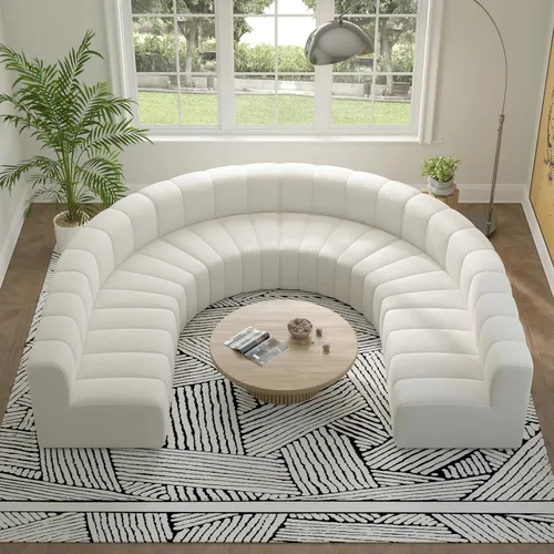 Vista 26 de LEVNARY Módulo redondo 1/8 para sofá modular (beige)