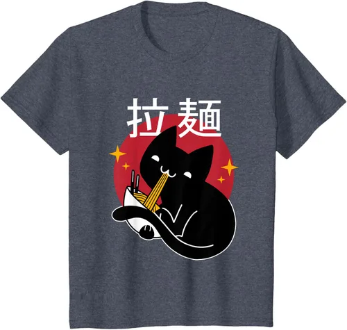 Vista 17 de Camiseta japonesa Ramen Noodle Cat, Negro