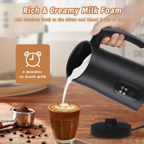 Vista 6 de VRORFUN Espumador de leche eléctrico y vaporizador, espumador de leche automático 4 en 1 y calentador calentador, máquina de espuma de leche