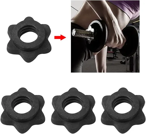 Vista 4 de Tookie Tuerca hexagonal para mancuernas, 2 pares de collares Spinlock para levantamiento de pesas, abrazadera de tornillo antideslizante, piezas