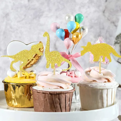 Vista 4 de 16pcs Dinosaur Cake Topper Plug-in Birthday Party Decor for Cakes
