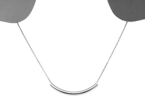 Vista 3 de Collar de barra curvada de plata de acero inoxidable, no se deslustra, minimalista para mujer, Metal