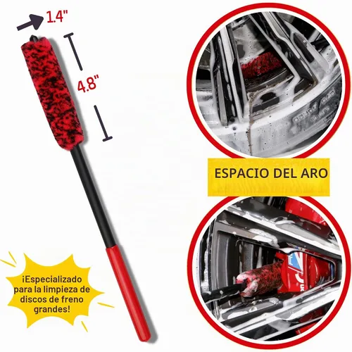 Vista 4 de oesee Kit de Cepillos para Ruedas Angulares Paquete de 3 - Cepillo de Microfibra Angular para Ruedas, Cepillo de Barril de Rueda, Cepillo