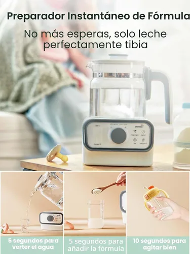 Vista 2 de Calentador rápido de biberones, esterilizador de biberones, calentador de alimentos para bebés sin BPA 6 en 1, para descongelar.