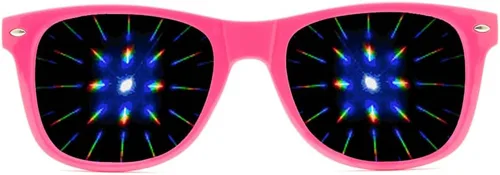 Vista 13 de Gafas de sol con difracción. Efecto prisma 3D de caleidoscopio multicolor. Gafas delirantes de GloFX.