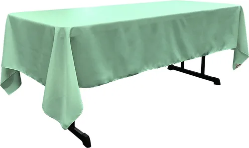 Vista 84 de LA Linen Mantel rectangular lavable de popelín de poliéster, resistente a las manchas y a las arrugas, cubierta de mesa 60x84, mantel de tela