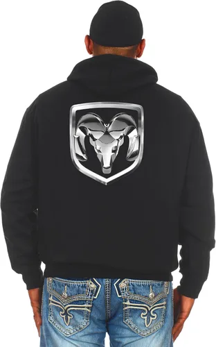 Vista 4 de JH Design Group Sudadera con capucha Dodge RAM con cremallera para hombre, color negro