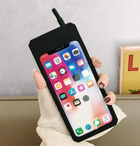 Vista 6 de Funda de silicona 3D para iPhone 6 / 6s, Cool Fun Creative Classic Phone Shape Soft Rubber Bumper Cover a prueba de golpes Funda protectora