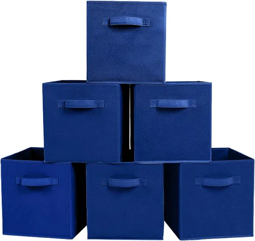 Vista 15 de PowerKing Cubos de almacenamiento plegables con asas, contenedores plegables de tela para estantes de armario, contenedores de almacenamiento