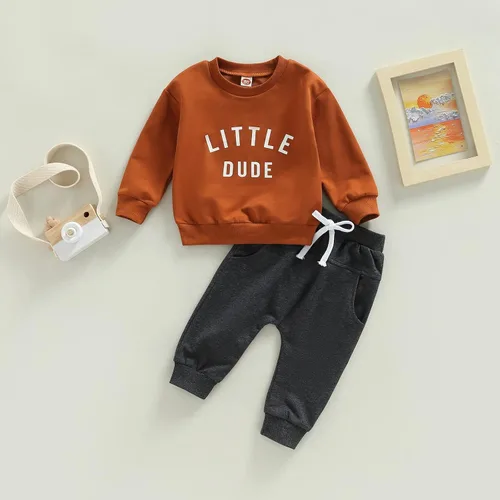 Vista 2 de Conjunto de ropa para bebé recién nacido, sudadera de manga larga y pantalones, para otoño e invierno, 2
