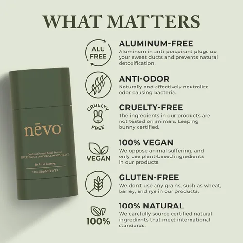 Vista 2 de Nevo Desodorante en barra multi aroma con capas Desodorante sin aluminio para mujeres y hombres Todo natural, orgánico, vegano, no tóxico