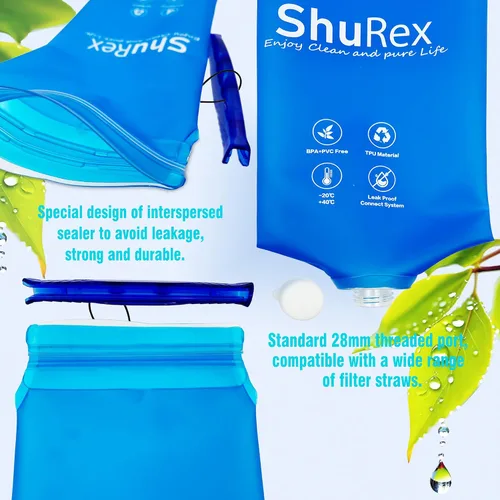 Vista 5 de Bolsa de Agua Alimentada por Gravedad de 3L para Sistema de Filtración de Agua Sawyer Filtro de Agua de Supervivencia, Compatible con LifeStraw