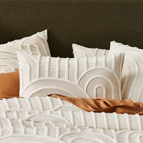Vista 2 de INDACORIFY Hermosa funda de edredón de algodón blanco con diseño bohemio, funda de edredón Doone de algodón indio lavado, 2 fundas de almohada, ropa