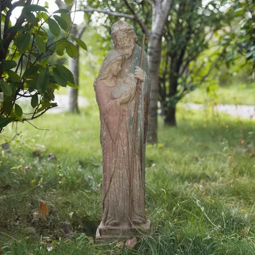 Vista 2 de Estatua de jardín de la Sagrada Familia, escultura católica grande al aire libre H31.5 pulgadas, gran Sagrado San José alto, Virgen María