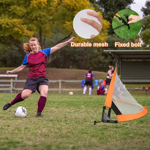 Vista 6 de Win SPORTS Redes de fútbol portátiles plegables Pop Up Pro 2 con estuche de transporte y conos de entrenamiento, práctica en patio trasero, escuela
