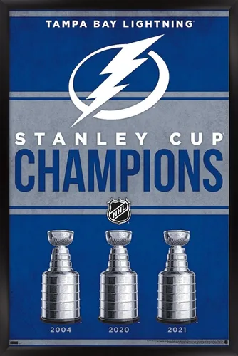 Vista 8 de Trends International NHL Tampa Bay Lightning - Póster de pared Champions 23, 22.4 pulgadas de largo x 14.7 pulgadas, versión enmarcada de madera