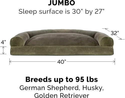 Vista 2 de Furhaven - Cama para perros, cojín de almohada tradicional sofá y colchón de espuma rectangular terapéutico de lujo con funda extraíble para perros