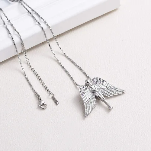 Vista 6 de Imrsanl Joyería de cremación con dije de ángel para dama, medallón conmemorativo de ceniza, collar de urna para cenizas, alas, joyería de recuerdo