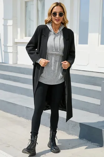 Vista 2 de Sosolism Sudadera con capucha de lactancia para mujer, de manga larga, con bolsillos