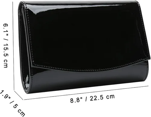 Vista 5 de CHARMING TAILOR Bolso de mano con solapa de charol clásico elegante y elegante bolso de noche