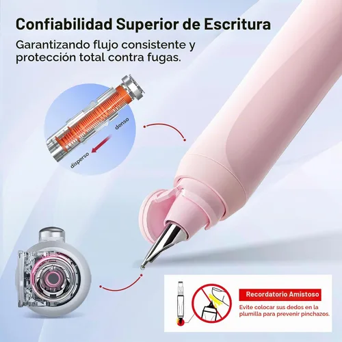 Vista 5 de WRITECH Pluma estilográfica: Cartuchos de tinta negra retráctil Clictek Rosa