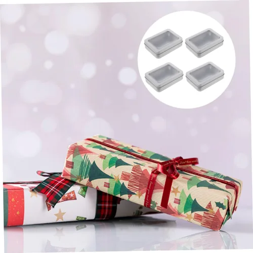 Vista 7 de UKCOCO Caja de almacenamiento USB, 4 unidades de caja vacía de metal para pulgar, caja de lata rectangular con tapa, tarro de almacenamiento