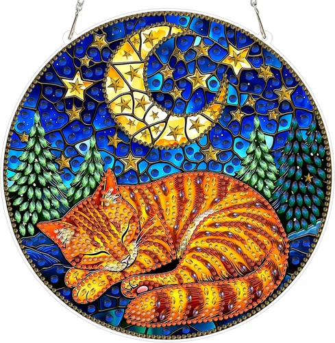 Vista 33 de MXJSUA Atrapasoles con pintura de diamante de águila calva americana, kits de arte de diamantes para adultos, adornos colgantes con cadena