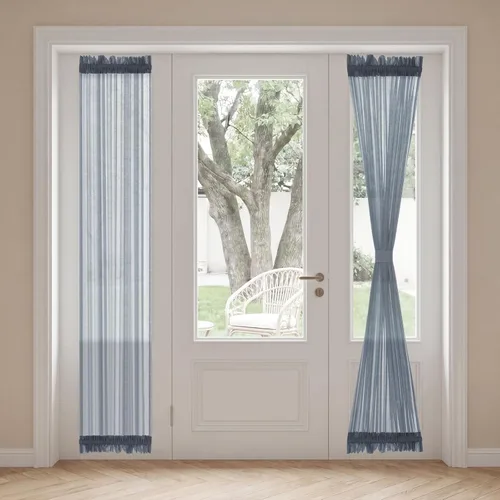 Vista 36 de H. Versailtex Lino Natural y Poly semi-láminas Premium suaves y ricos materiales paneles de cortina con abrazadera ajustable para patio Gris