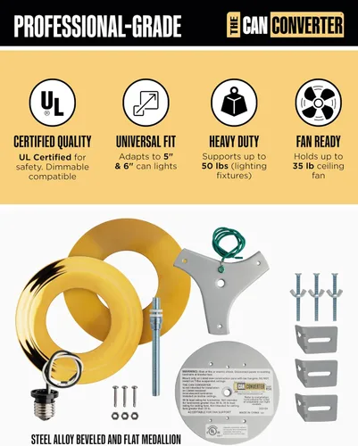 Vista 3 de The Can Converter R56 - Kit de conversión de luz empotrada para lata con medallón de techo plano y biselado de 7 pulgadas, mejoras para el hogar