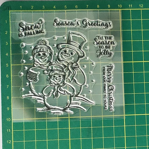 Vista 3 de Tres muñecos de nieve de invierno transparentes y juegos de troqueles para hacer tarjetas, plantillas cortadas para álbumes de recortes, álbum