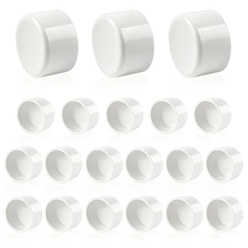 Vista 15 de Tapón de PVC blanco de 1-1/2 pulgadas para extremo de tubería, 10 piezas de conector de adaptador de rosca de PVC para tubería, conector de tapón